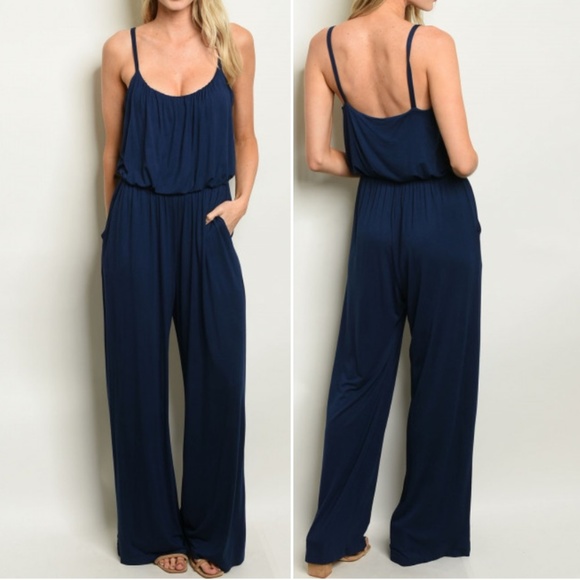 Trend Setter Diva Boutique Pants - GIRLY & FLIRTY COMFY NAVY JUMPSUIT